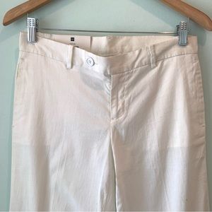 NWT Vintage GAP Modern Fit Cuffed Linen Wide Leg Trousers 2R White Beachy Preppy